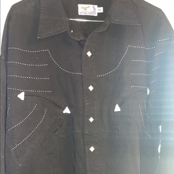 Mens Panhandle Slim XXL long sleeve black pearlsnap shirt - Picture 2 of 7